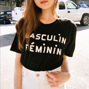 Clare V. cotton Masculin Féminin tee🖤